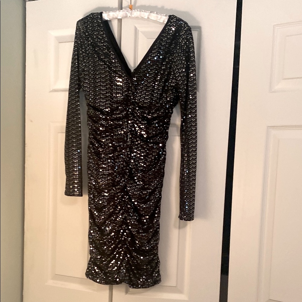 GUESS silver sequin black dress